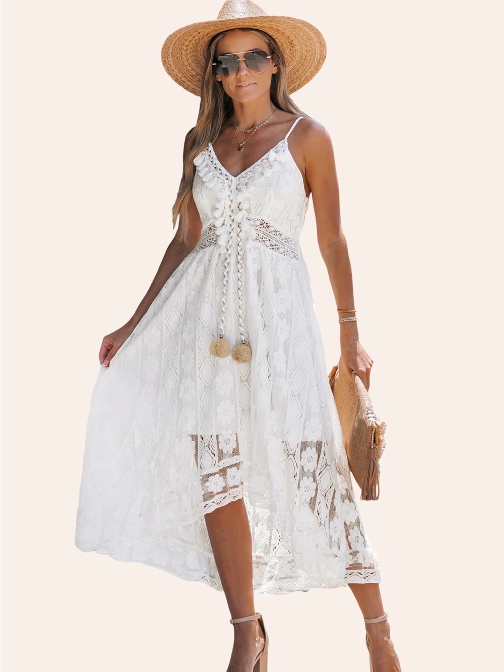 Cupshe ‘Astrid’ ivory floral lace high-low maxi dress completely SOLD OUT online